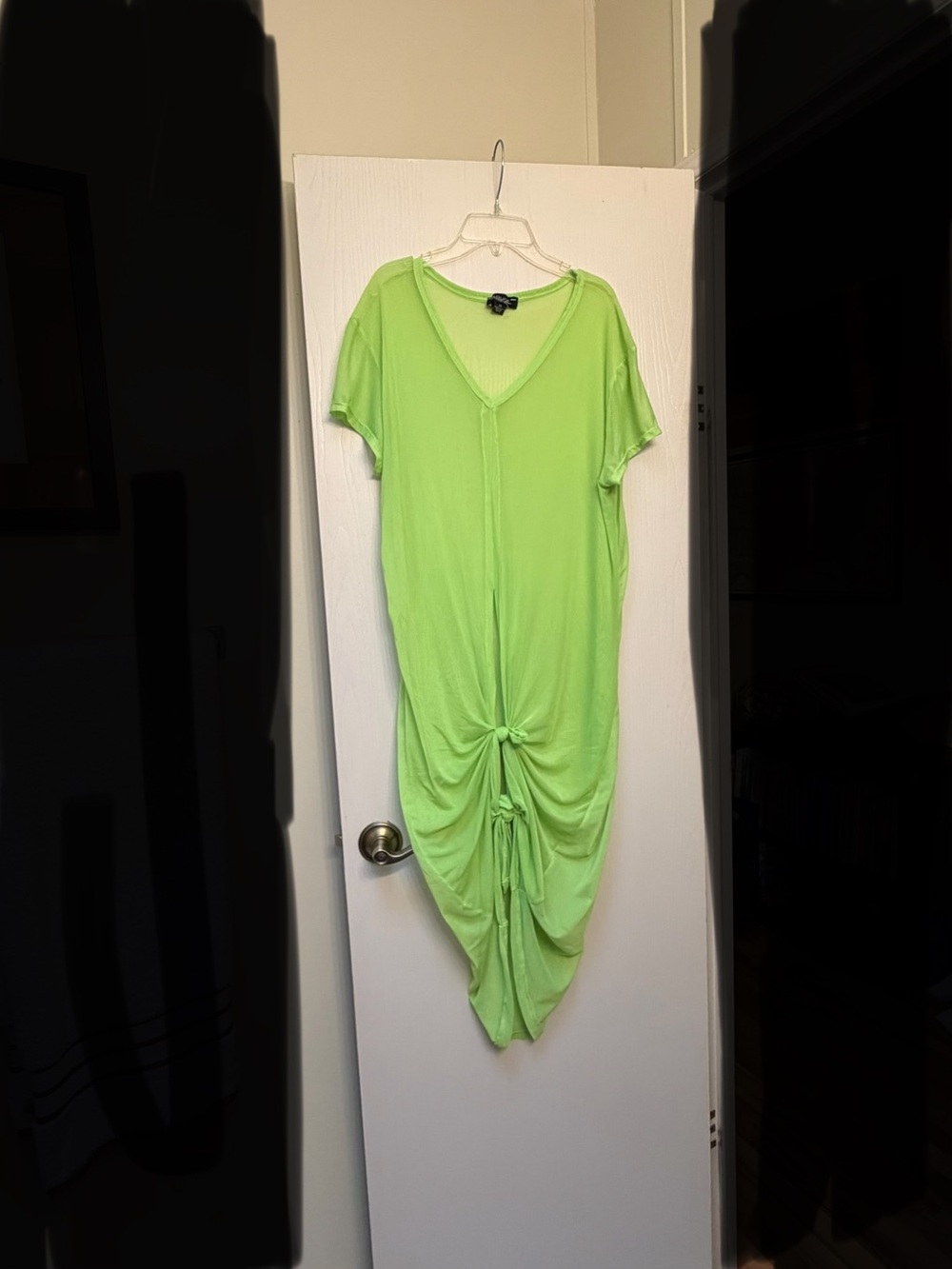 Rouge Collection Neon Lime Knot-Front Swim Coverup Size 2X